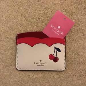 NWT Kate Spade small slim card holder bing cream multi